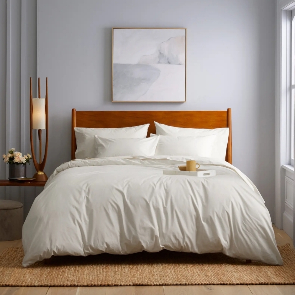 Quince 100% Organic Cotton Percale Sand Duvet & Shams! Queen (570) - Picture 2 of 14